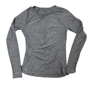 Athleta Womens Pacifica Illume UPF Gray Quarter Zip Long Sleeve Top Thumbholes S